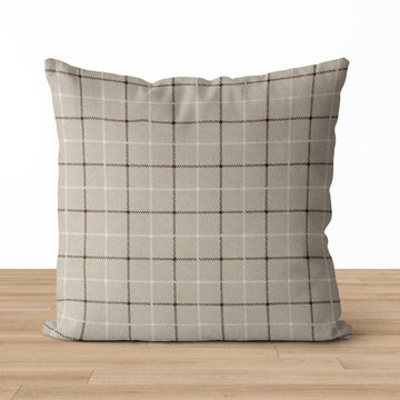 Neutral Plaid Pillow Cover III | Timeless Throw Pillow Cover