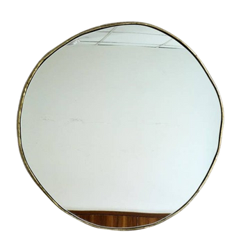 Organic Wall Mirror w/Plain Glass Brass Antique Dia 34.50"