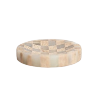 Checkered Travertine & Marble Soap Dish