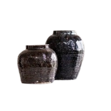 Vintage Vase Blacked Glased Paso Pot