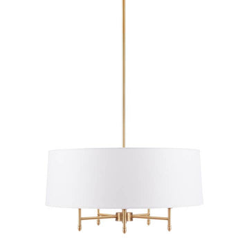 Gold Metal White Shade 5-Bulb Chandelier