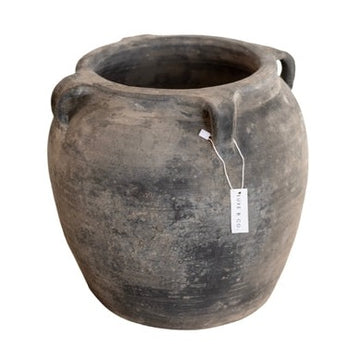 Atelier Vintage Found Black Grey Pot with Handles