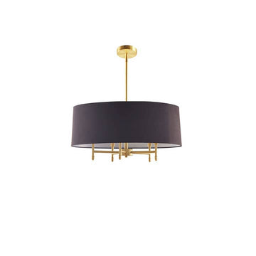 Gold Metal Black Shade 5-Bulb Chandelier