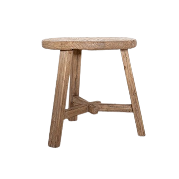 Round Elm Wood Coffee Side Table