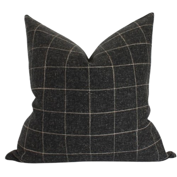 Black Plaid Pillow Cover, Windowpane Throw Pillow