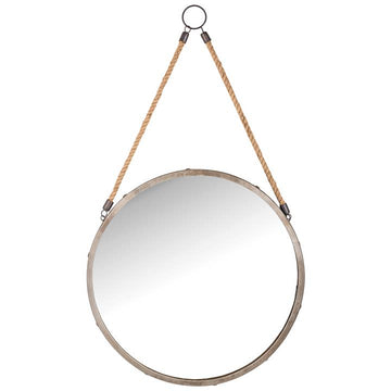 Bencrest Metal & Glass Wall Mirror with Jute Rope Hanger