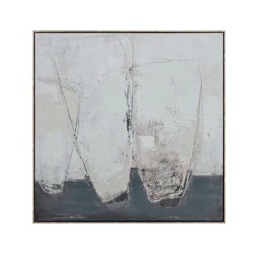Burgess Abstract Geometric Grey Framed Canvas Wall Art