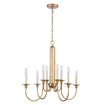 Cecil Natural Brass 28'' Wide 8-Light Chandelier Light