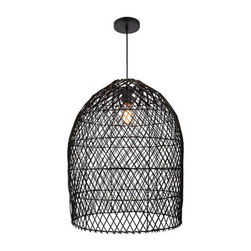 Tabuk 19" Wide 1-Light Black Rattan Pendant Light Fixture