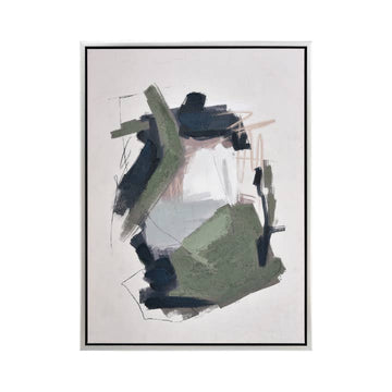 Beyer Dark Green Abstract Framed Canvas Wall Art Home Decor