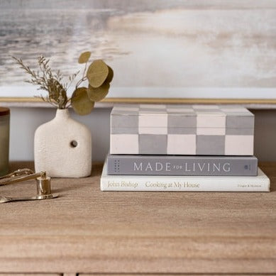 Checkered Gray & White Decor Box
