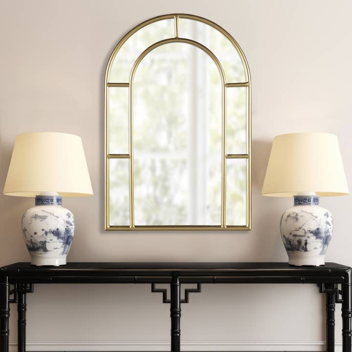 Gold Arched Wall Mirror Iron Frame