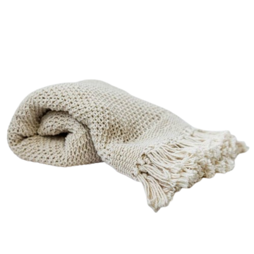 Knitted Cream Cotton Throw