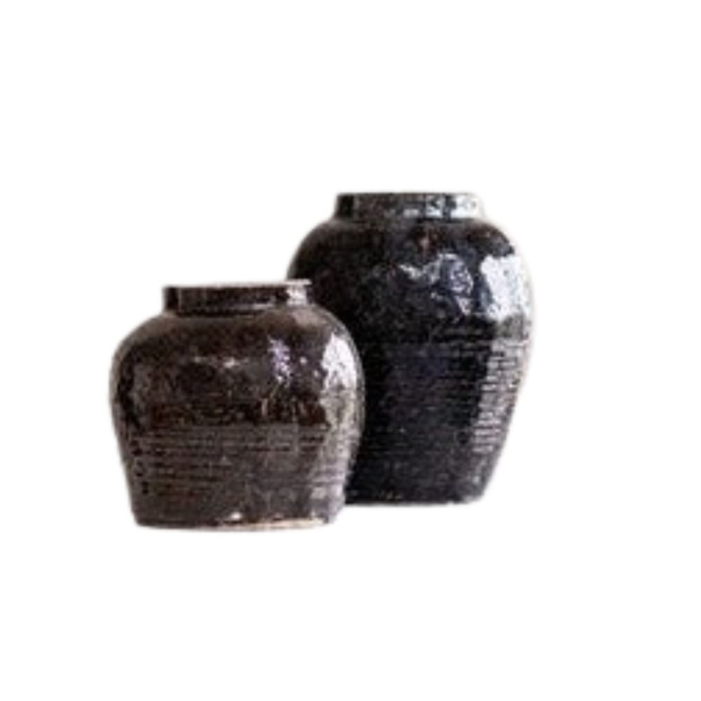 Vintage Vase Blacked Glased Paso Pot