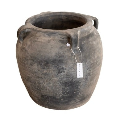 Atelier Vintage Found Black Grey Pot with Handles