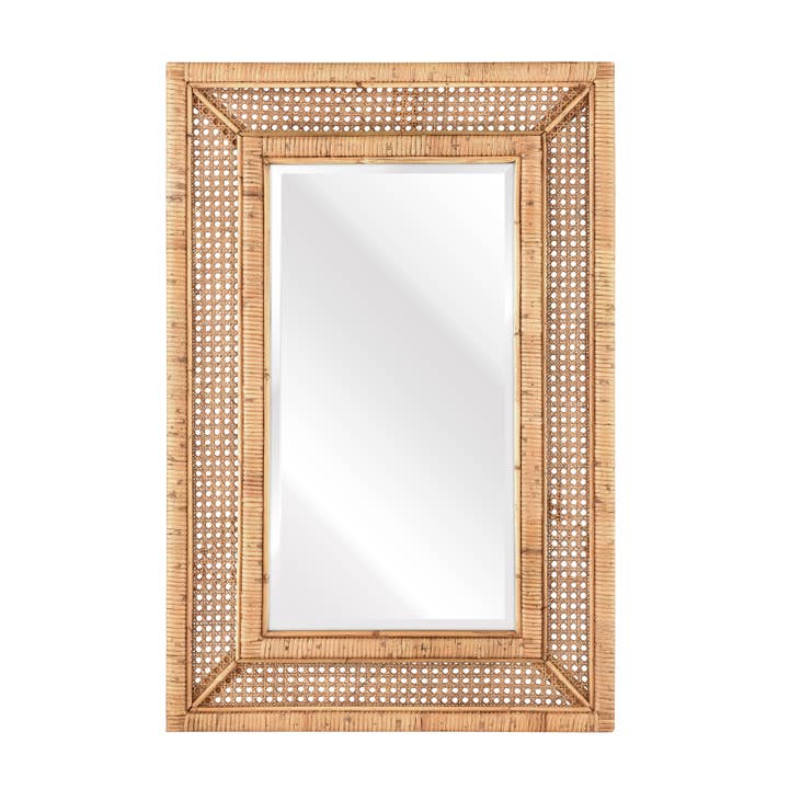 Sandbar Rectangle Rattan & Cane Framed Wall Mirror