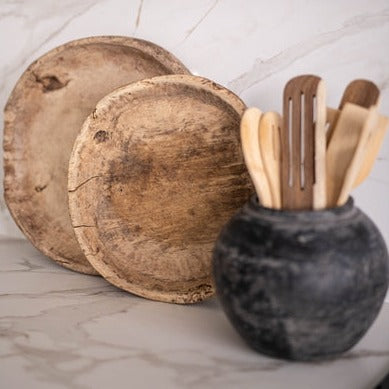 Vintage Round Elm Wood Basins