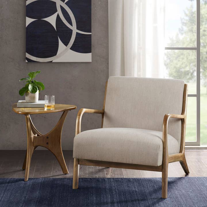 Mid-Century Lounge Accent Chair, Cream