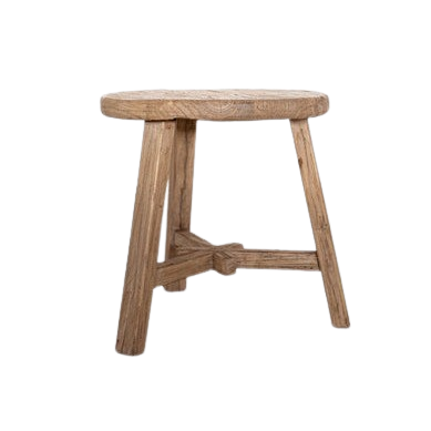 Round Elm Wood Coffee Side Table