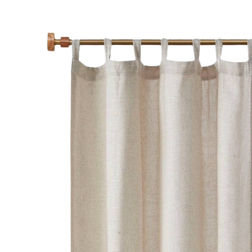 Faux Linen Tab Top Panel with Fleece Lining, Natural