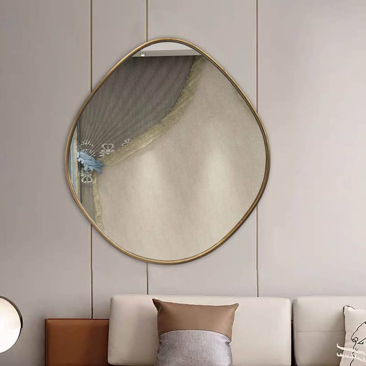 Irregular Metal Wall Mirror, Antique Gold