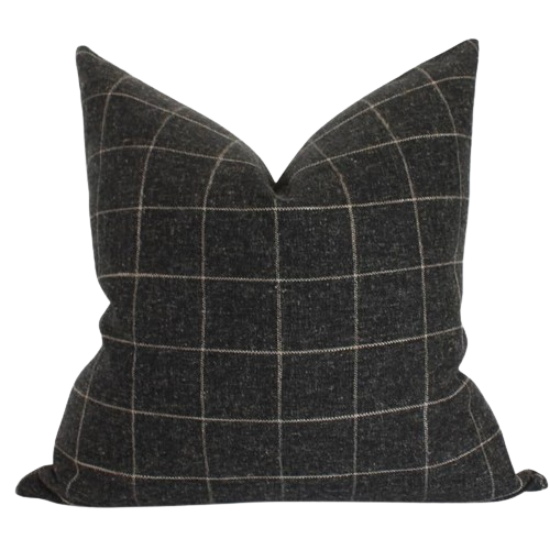 Black Plaid Pillow Cover, Windowpane Throw Pillow
