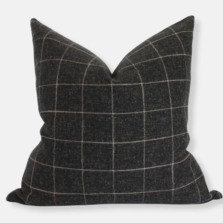 Black Plaid Pillow Cover, Windowpane Throw Pillow