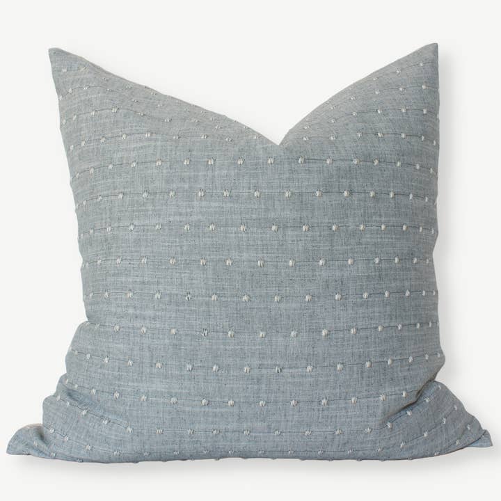 Designer Light Blue Pillow Cover, Blue Dot Textured Pillow