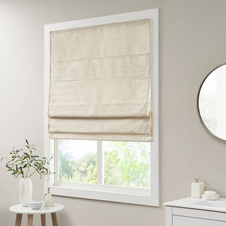 Faux Silk Cordless Roman Shade, Ivory