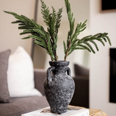 Lesbos Black Urn Vase with Handle - Small