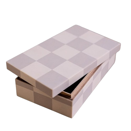 Checkered Gray & White Decor Box