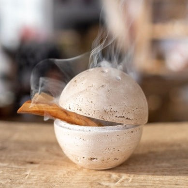 Travertine Incense Burner Dome