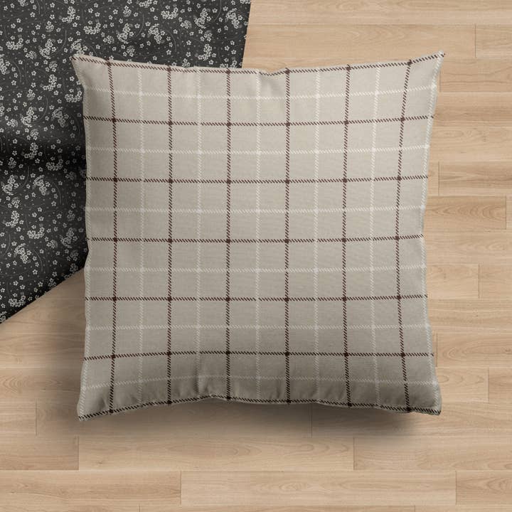 Neutral Plaid Pillow Cover III | Timeless Throw Pillow Cover
