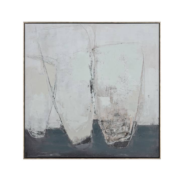 Burgess Abstract Geometric Grey Framed Canvas Wall Art
