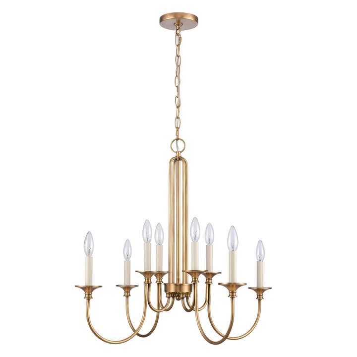 Cecil Natural Brass 28'' Wide 8-Light Chandelier Light