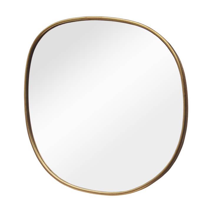 Irregular Metal Wall Mirror, Antique Gold