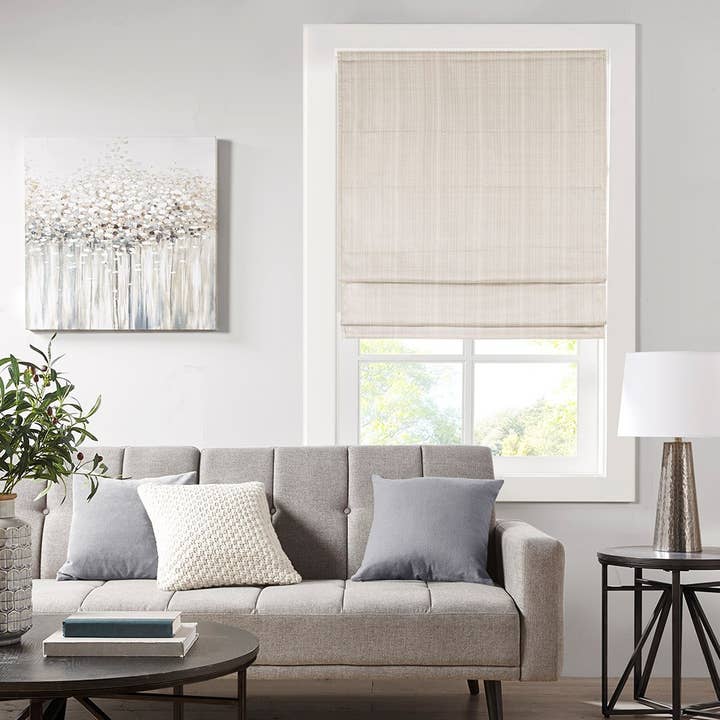Basketweave Roman Shade, Ivory