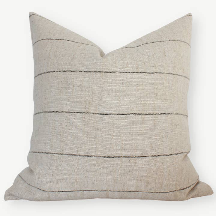 Neutral Striped Lumbar Cover, Natural Throw Pillow | Evans