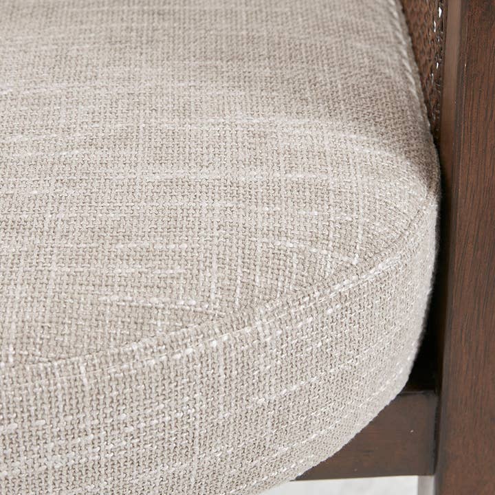 Authentic Natural Cane Inset Barrel Style Accent Chair