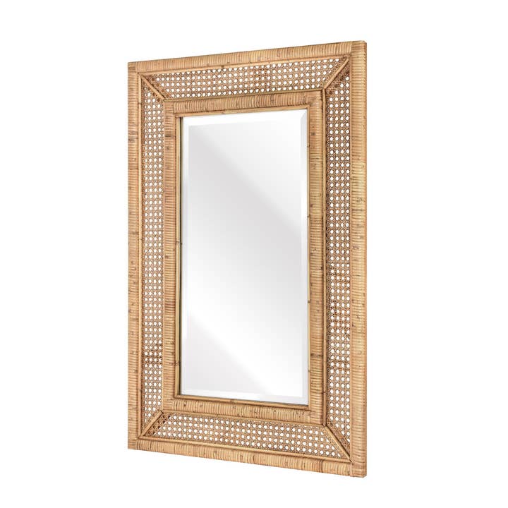 Sandbar Rectangle Rattan & Cane Framed Wall Mirror
