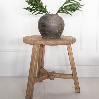 Round Elm Wood Coffee Side Table